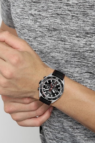Montre à quartz en silicone - Tachymètre et chronographe - Noir