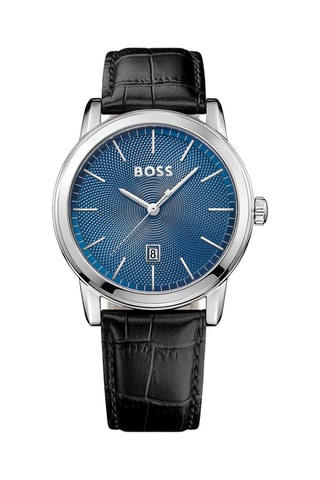 Montre à quartz en cuir - Noir et argenté