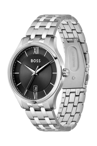Montre à quartz en acier - Argenté et noir