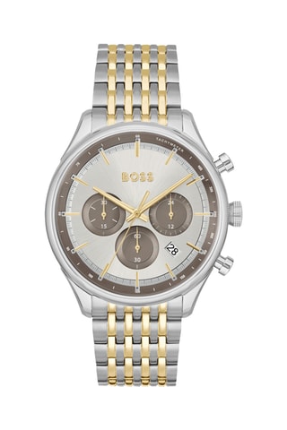 Montre à quartz en acier - Tachymètre - Argenté et doré