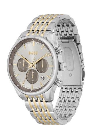 Montre à quartz en acier - Tachymètre - Argenté et doré