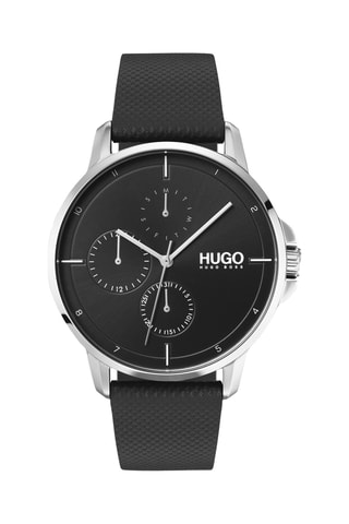 Montre à quartz en cuir - Noir et argenté