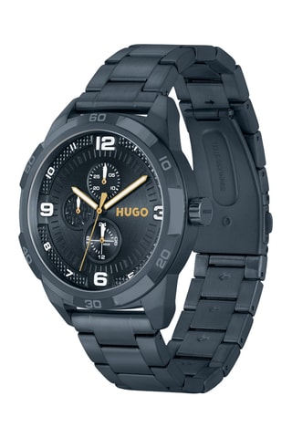 Montre à quartz en acier - Chronographe - Bleu foncé