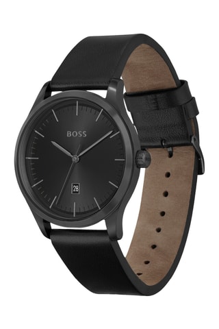 Montre à quartz en cuir - Noir