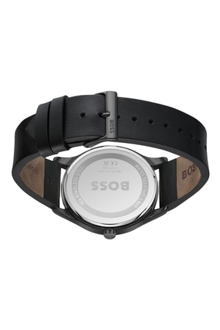 Montre à quartz en cuir - Noir