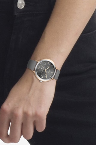 Montre à quartz en cuir - Gris