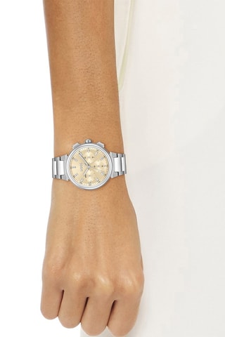 Montre à quartz en acier - Argenté et beige