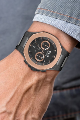 Montre à quartz en acier - Noir