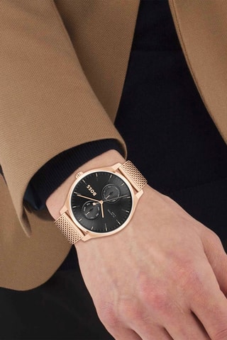 Montre à quartz en acier - Plaqué or rose