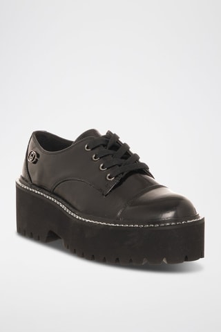 Derbys à talons plateformes en cuir Forty - Noir