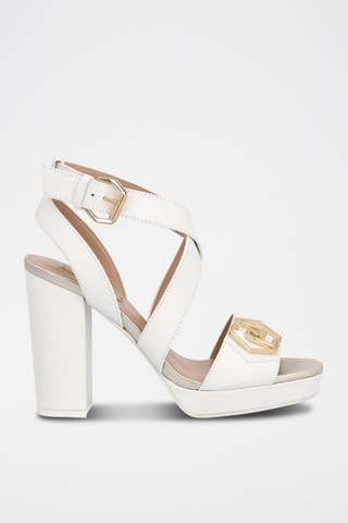 Sandales à talons en cuir de taureau Hebe - Blanc