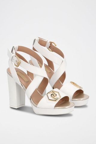Sandales à talons en cuir de taureau Hebe - Blanc