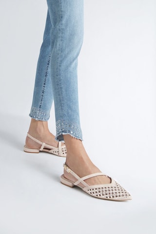 Sling-back en cuir de chèvre Viola - Beige