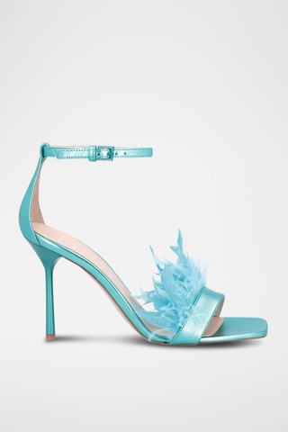 Sandales à talons en cuir de chèvre et cuir de bélier Camelia - Bleu - Léonie Hanne x Liu Jo