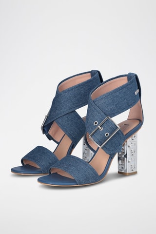Sandales à talons en jean Serena - Indigo