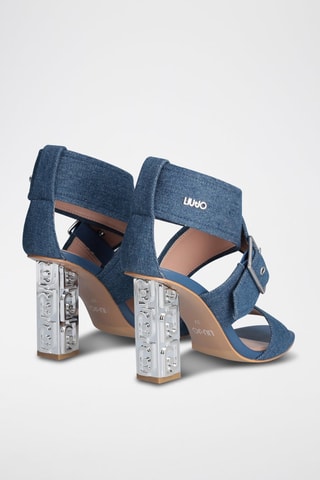 Sandales à talons en jean Serena - Indigo