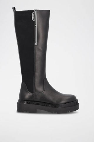 Bottes plateformes en cuir Love - Noir
