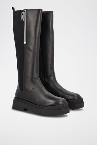 Bottes plateformes en cuir Love - Noir