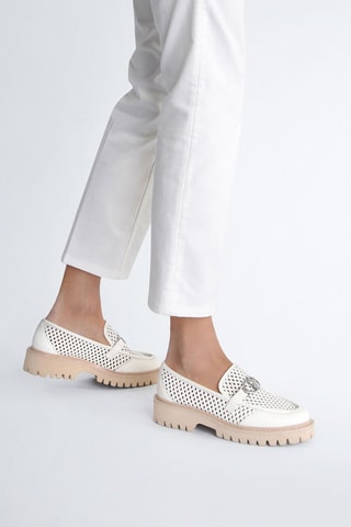Mocassins en cuir de chèvre Cora - Blanc