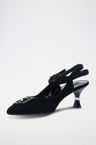Escarpins en cuir de chèvre nubuck Gaia - Noir