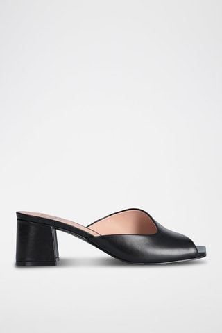 Mules à talons en cuir de chèvre Judy - Noir
