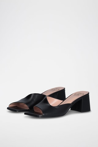 Mules à talons en cuir de chèvre Judy - Noir