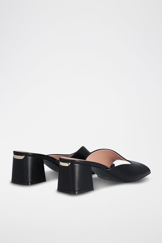 Mules à talons en cuir de chèvre Judy - Noir
