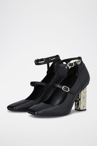 Salomés à talons en cuir de chèvre Jennifer - Noir