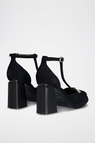 Salomés à talons en cuir de chèvre Nana - Noir