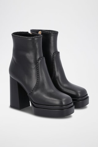 Bottines en cuir de mouton nappa Nelly - Noir