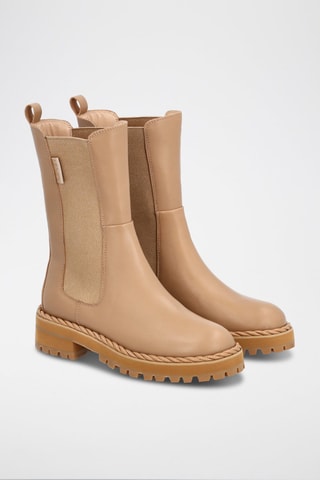 Bottines Chelsea en cuir de taureau Pink - Camel