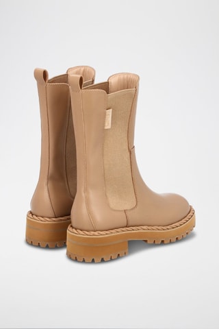 Bottines Chelsea en cuir de taureau Pink - Camel