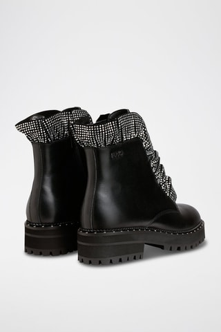 Bottines en cuir de veau et cuir de chèvre Pink - Noir