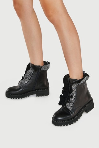 Bottines en cuir de veau et cuir de chèvre Pink - Noir
