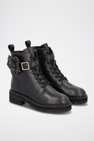 Bottines en cuir de veau Pink - Noir