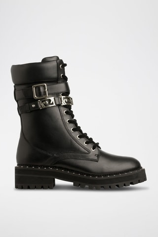 Bottines en cuir de taureau Pink - Noir