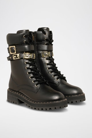 Bottines en cuir de taureau Pink - Noir