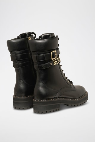 Bottines en cuir de taureau Pink - Noir