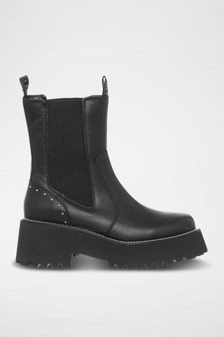 Bottines Chelsea plateformes en cuir de taureau Flair - Noir