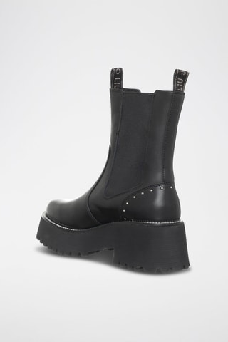 Bottines Chelsea plateformes en cuir de taureau Flair - Noir