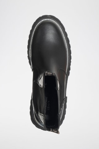 Bottines Chelsea plateformes en cuir de taureau Flair - Noir