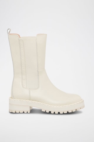 Bottines en cuir de taureau Pink - Ivoire