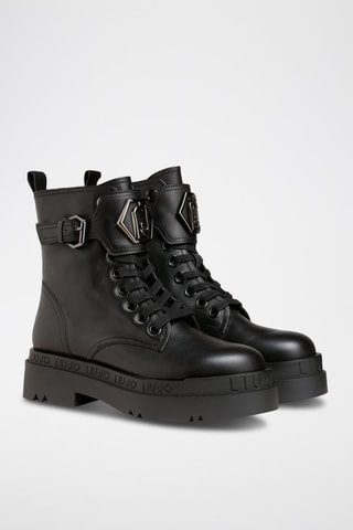 Bottines en cuir Love - Noir