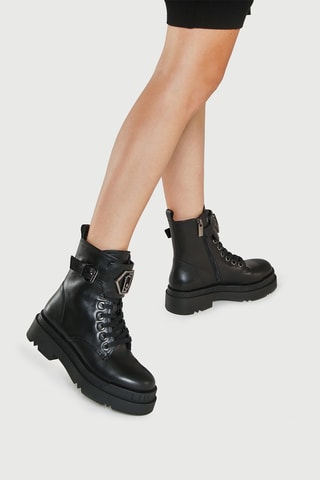 Bottines en cuir Love - Noir
