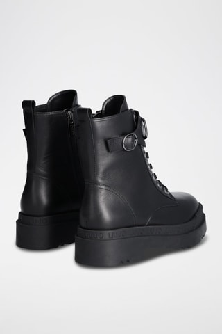 Bottines plateformes en cuir Love - Noir
