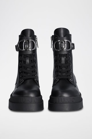 Bottines plateformes en cuir Love - Noir
