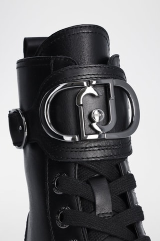 Bottines plateformes en cuir Love - Noir