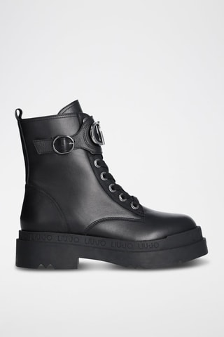 Bottines plateformes en cuir Love - Noir