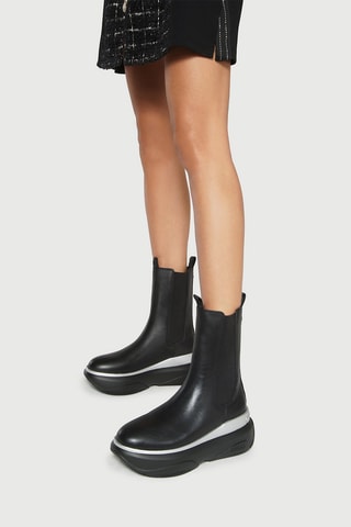 Bottines Chelsea plateformes en cuir June - Noir