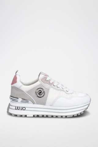 Sneakers en cuir de taureau Maxi Wonder Blanc et gris